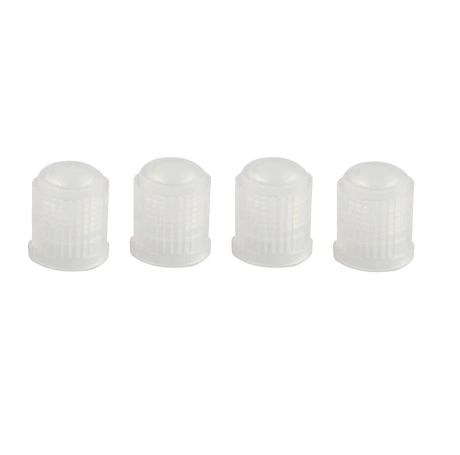 4 x White Plastic Tyre Valve Dust Caps (Car, Van, Motorcycle, Bmx)