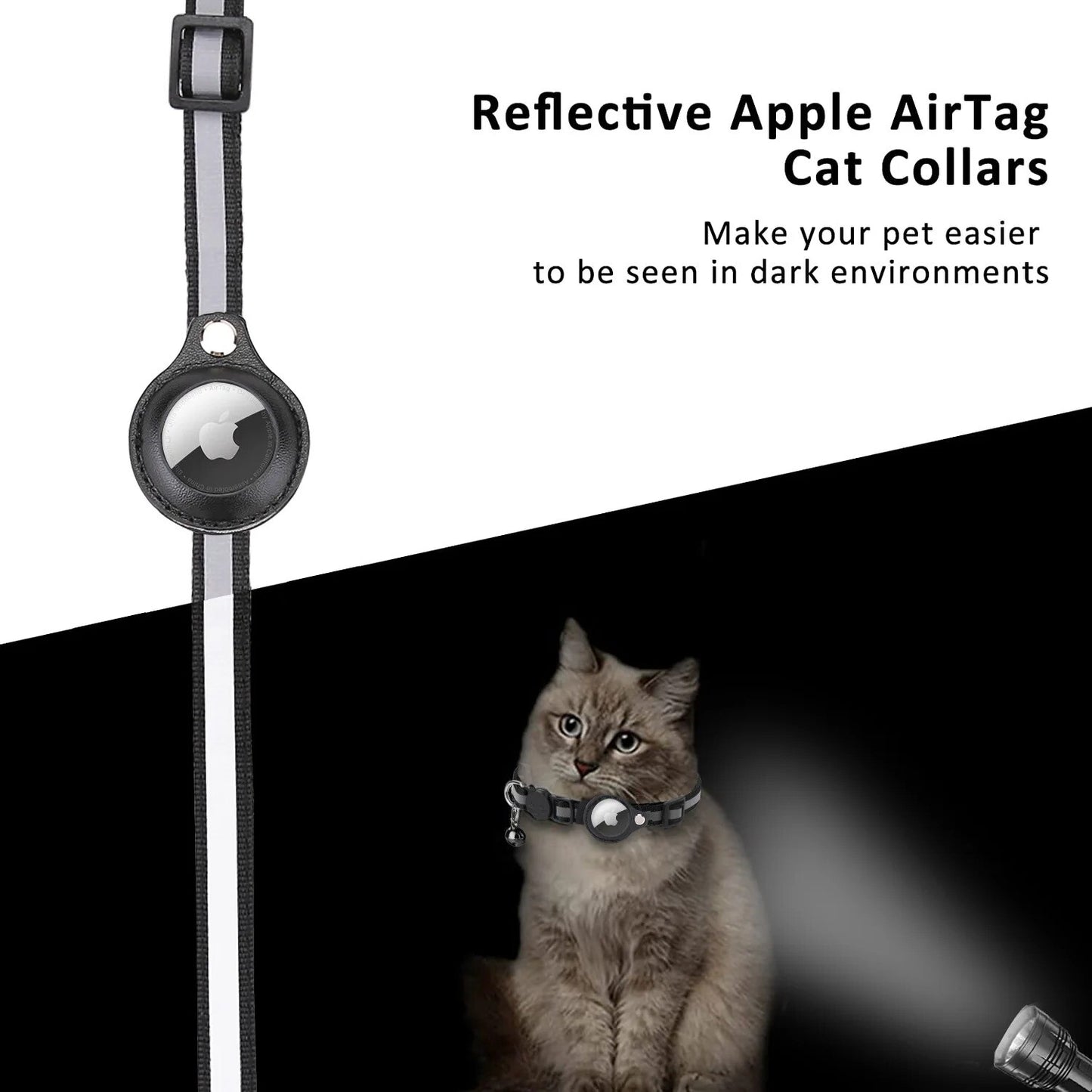 Airtag GPS Case Cat Small Dog Collar with Bell Safety Breakaway Collar for Apple