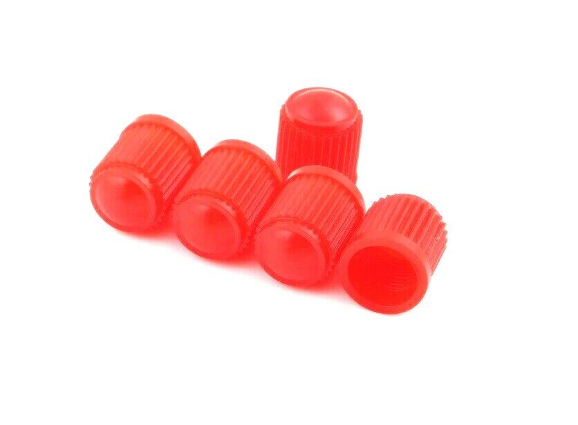 4 x Red Plastic Tyre Valve Dust Caps (Car, Van, Motorcycle, Bmx)