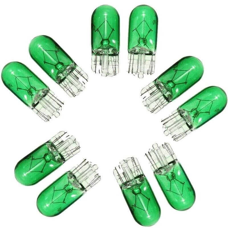 10 x 501 GREEN SIDE LIGHT PUSH IN CAR CAPLESS NUMBER PLATE BULBS W5W 12V 5W