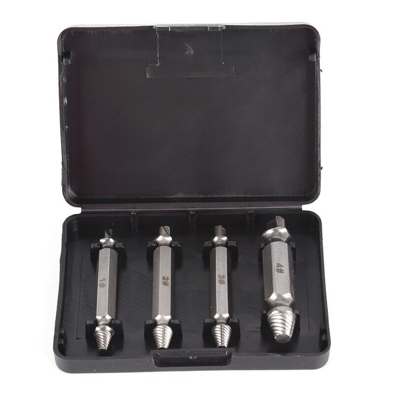 4x Damaged Screw Extractor Drill Bit Set Easily Take Out Broken Screw