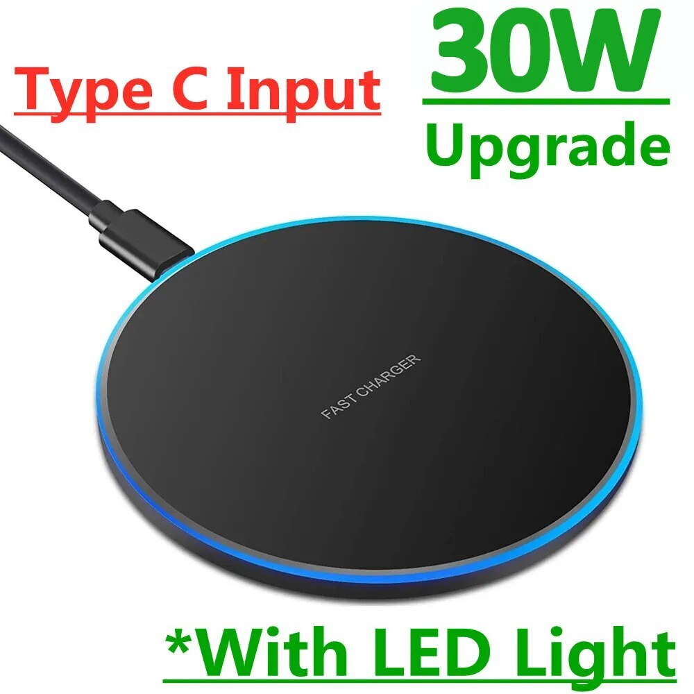30W Wireless Charger USB C Fast Charging Pad Station for Iphone Samsung Xiaomi