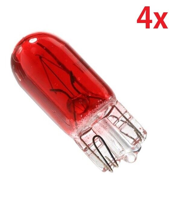 4x RED SIDE LIGHT PUSH IN CAR CAPLESS NUMBER PLATE 501 BULBS W5W 12V 5W