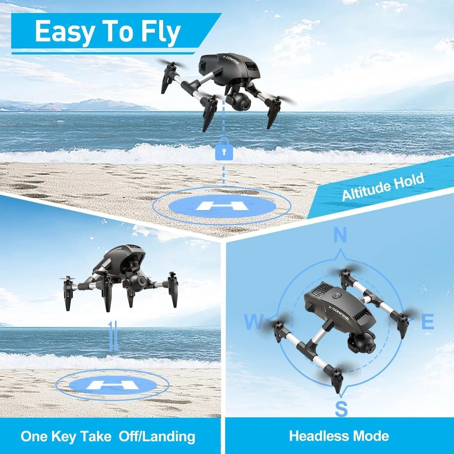Small Drone Wide Angle HD 4K/1080P Camera Height Hold Quadcopter V42 WIFI FPV