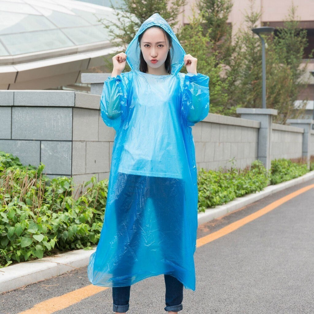 Disposable Raincoat Unisex 1x Random Colour Lightweight Emergency Waterproof