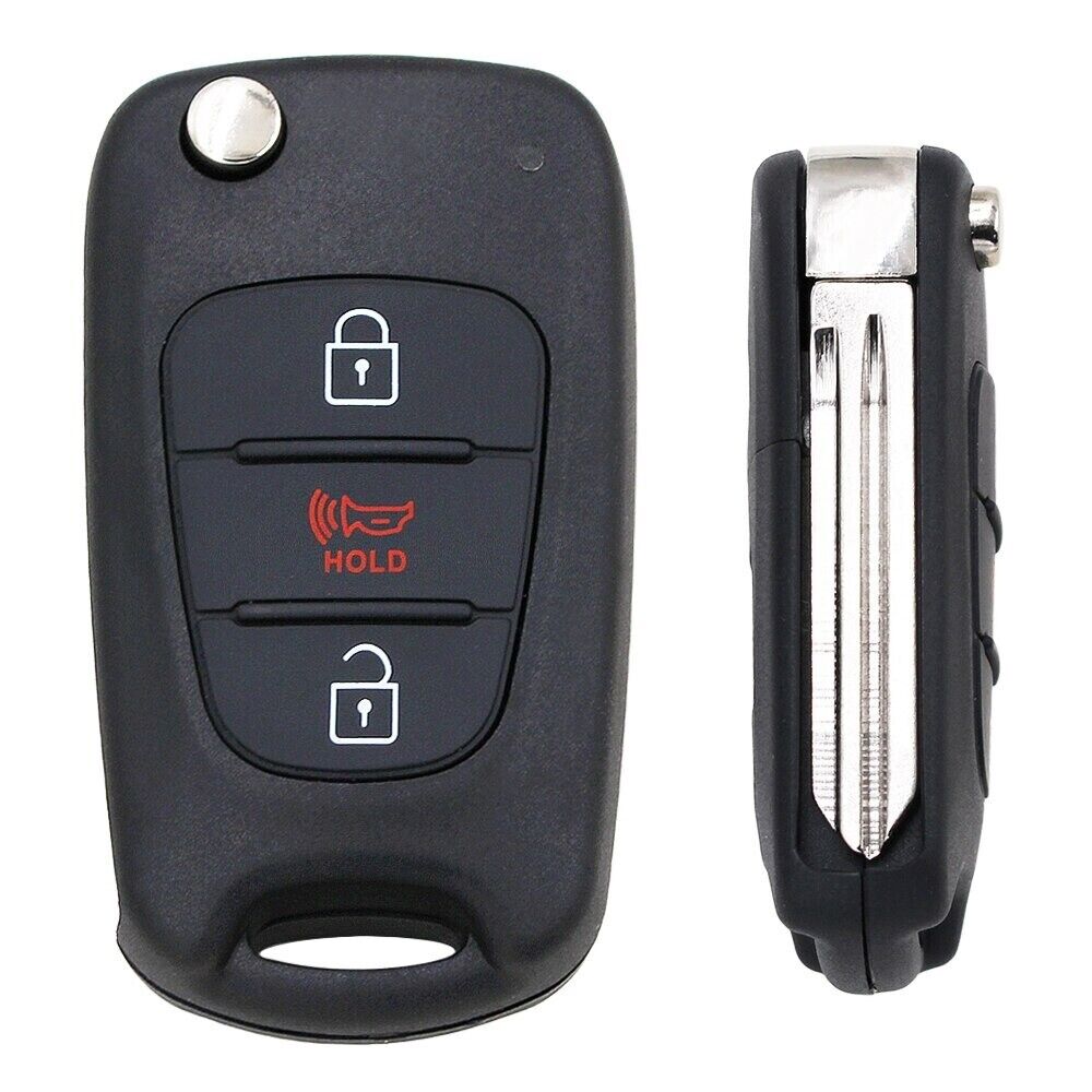 Kia 3 Button Remote Key Case Shell Fob with Blank Uncut Blade