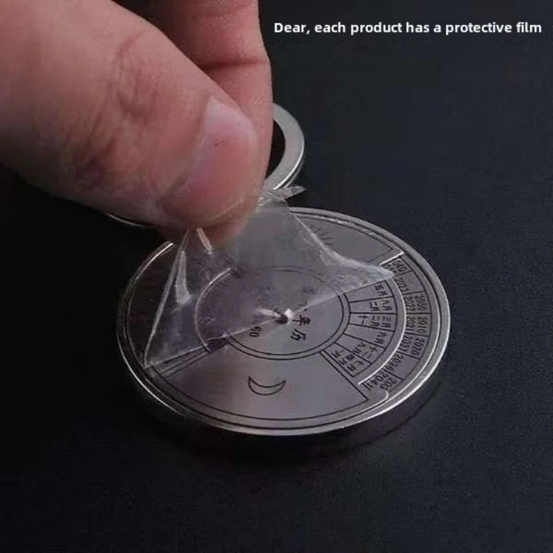 50 Years Perpetual Calendar Keychain Silver Alloy Keyring Key Decoration