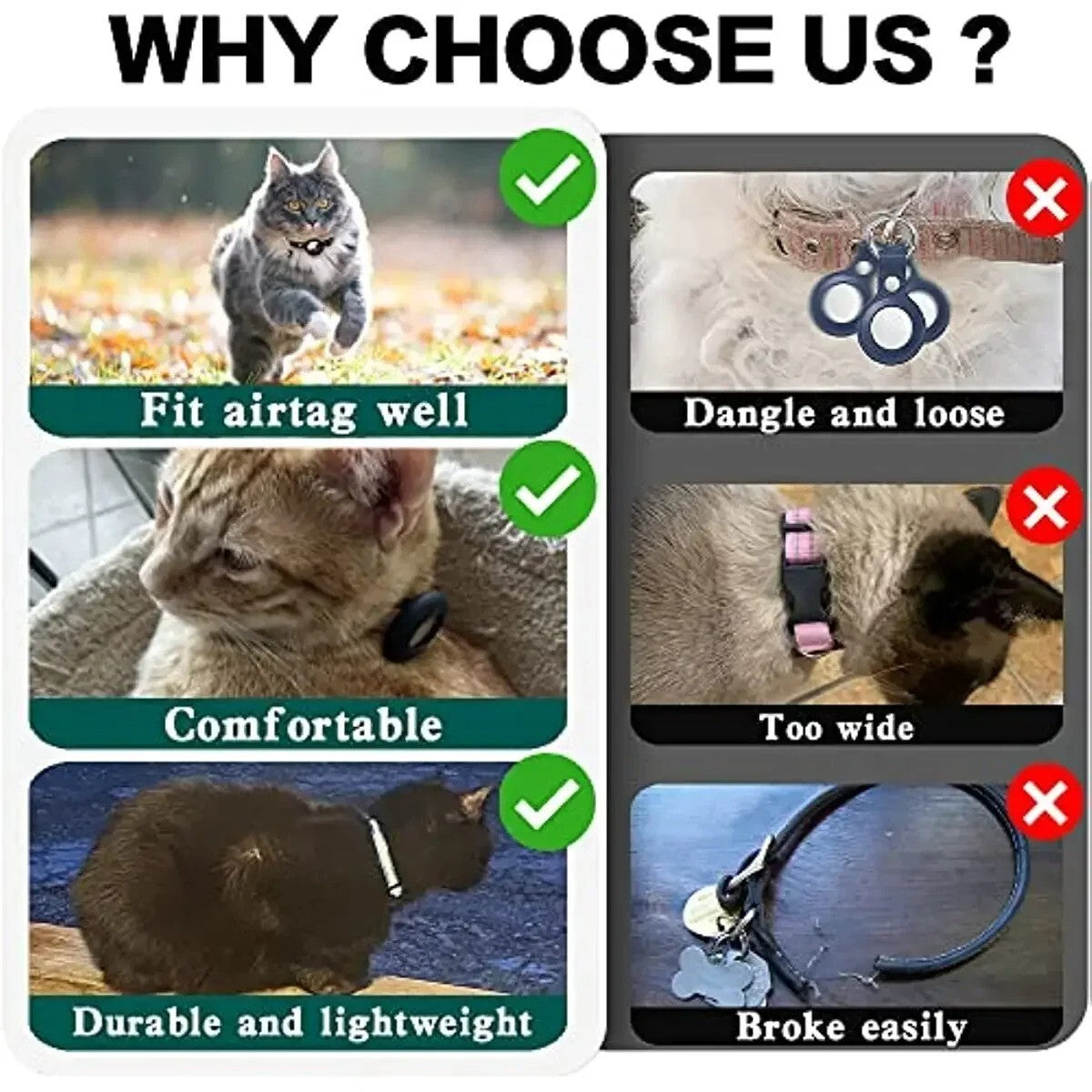 Airtag Cat Collar Breakaway, Reflective Kitten Collar for Apple Air Tag Holder