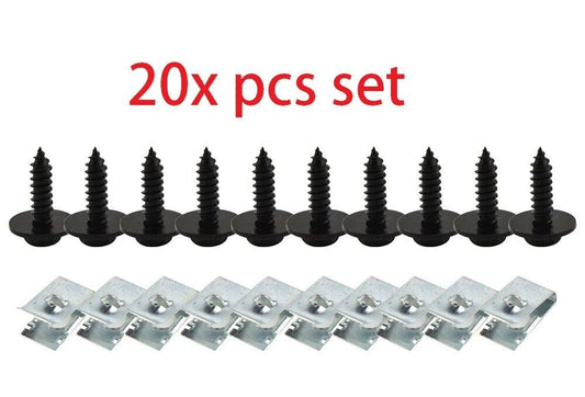 10x Screws + 10x U Clips Engine Cover Undertray Screw Clips for BMW 20pcs Set