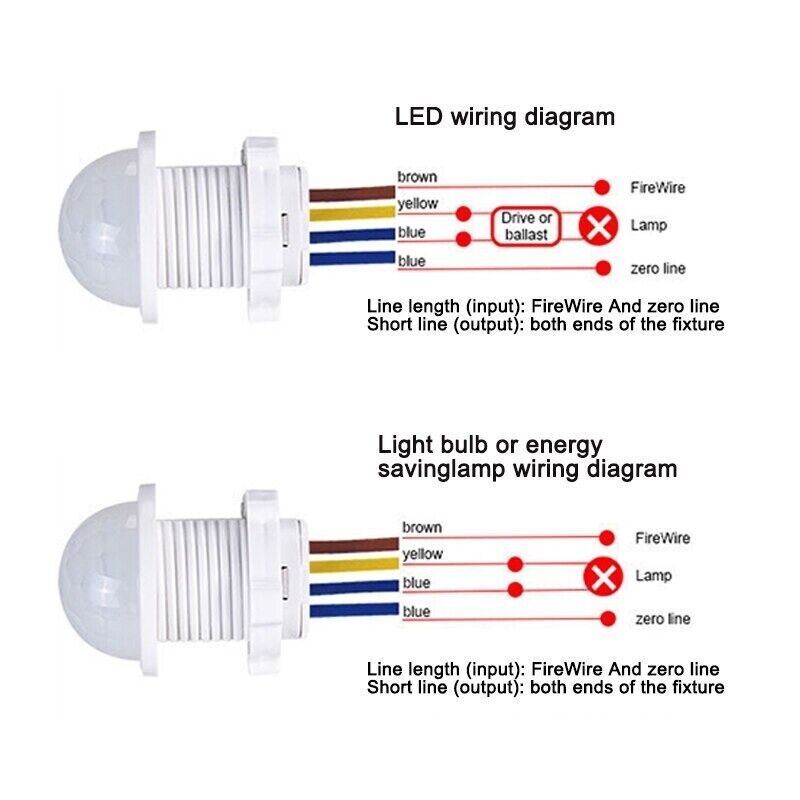 Light Switch PIR LED Infrared Sensor Body Motion Automatic Motion Detection 