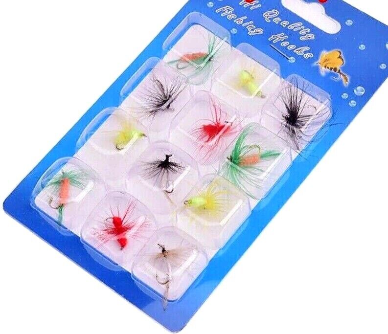 12pcs set Insects Flies Fly Fishing Lures Bait High Carbon Steel Hook