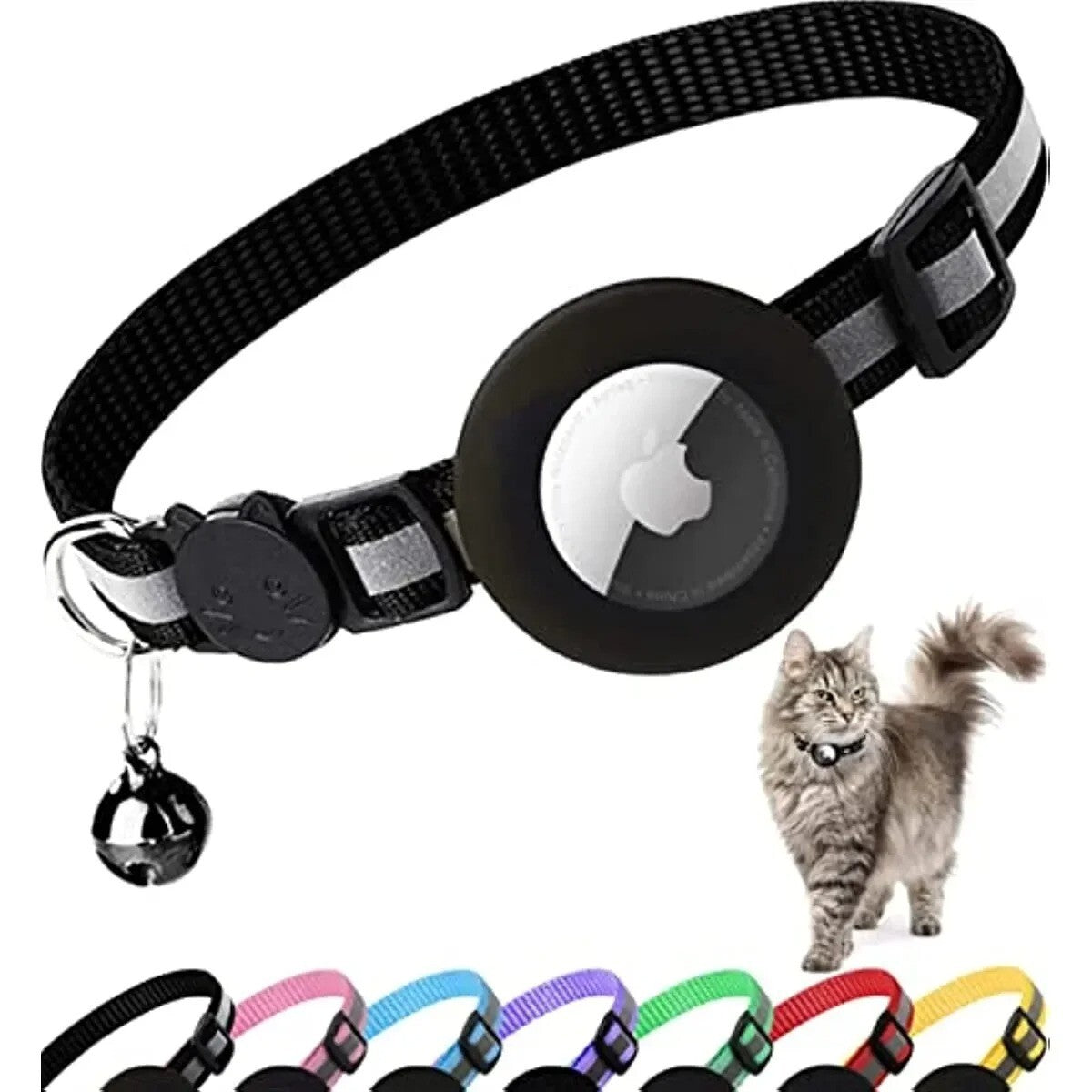 Airtag Cat Collar Breakaway, Reflective Kitten Collar for Apple Air Tag Holder