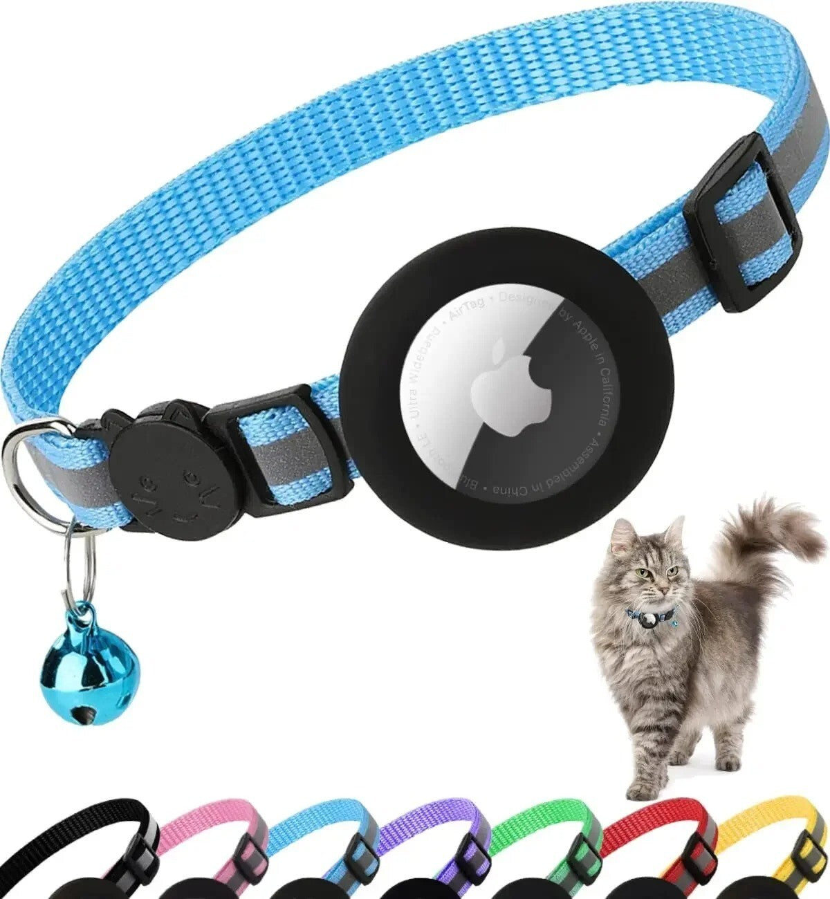 Airtag Cat Collar Breakaway, Reflective Kitten Collar for Apple Air Tag Holder