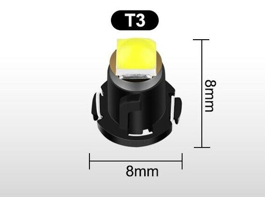 T3 LED Auto Instrument Bulb Interior Light Wedge 12V 3528 SMD (7 Colours)