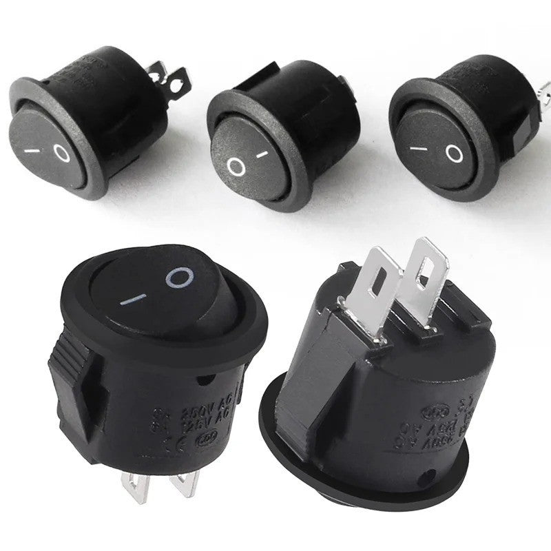 1x Round Rocker Power Switch 6A 250V 2 Pin 2 Position ON OFF Boat Toggle Switch