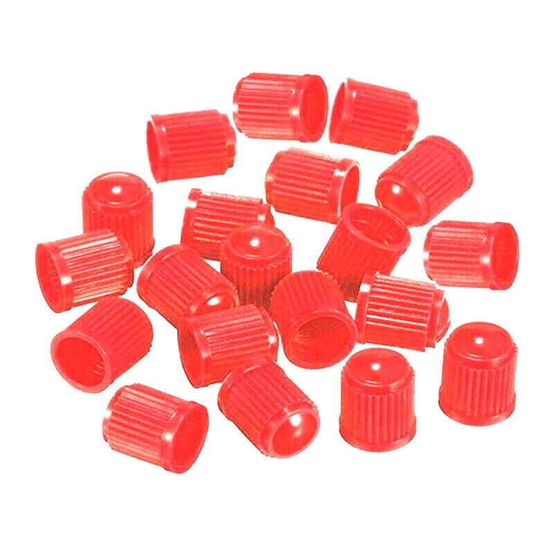 4 x Red Plastic Tyre Valve Dust Caps (Car, Van, Motorcycle, Bmx)