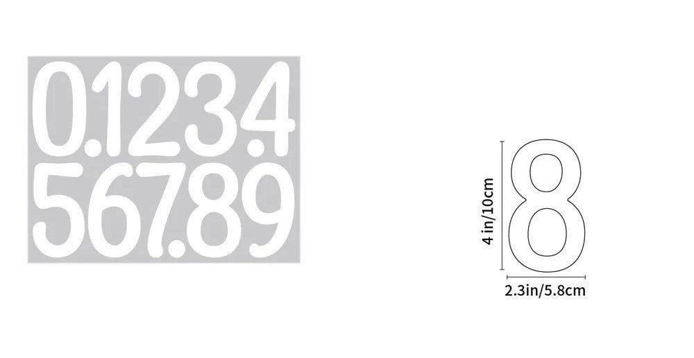 4-inch White Numbers Vinyl Art Poster Mailbox Classroom Decor Stickers 1x Sheet