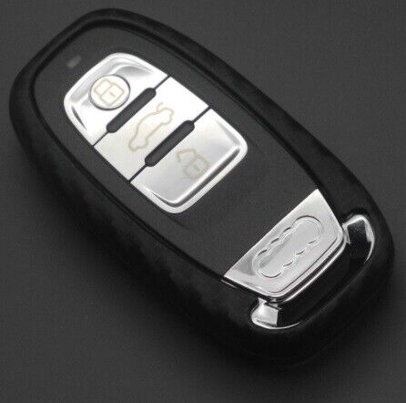 Carbon Fibre Key Case Cover with Keychain for Audi A4 A4L A5 A6 A6L Q5 S5 S7