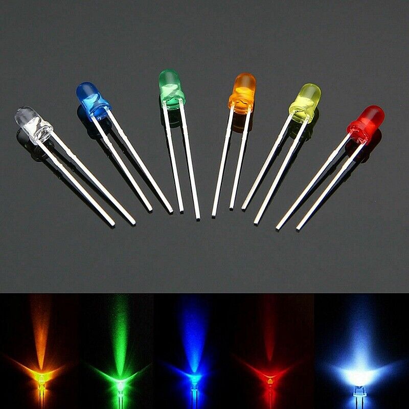 10x 3mm Led Diodes Indicator Lights 5 Colours 