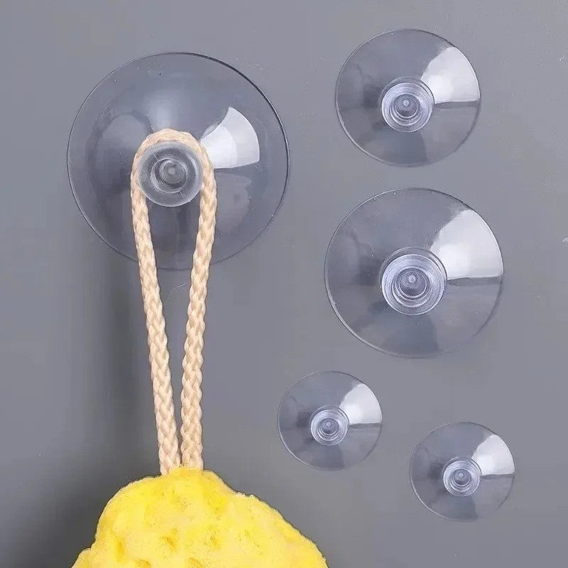 5x Mushroom Head Suckers Transparent Glass Suction Cup Hanging Hooks 4cm