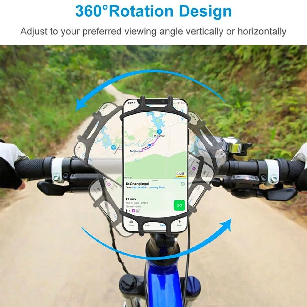 Bicycle Motorcycle Mobile Phone Holder Adjustable 360 Rotation Silicone Holder