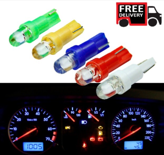 T5 LED 12V GAUGE INSTRUMENT DASHBOARD LIGHT BULBS (WHITE/BLUE/RED/AMBER/GREEN)