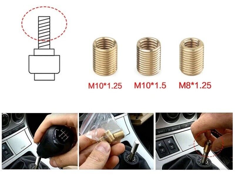 3x Car Auto Gear Stick Shift Shifter Knob Head Thread Screws Adapters