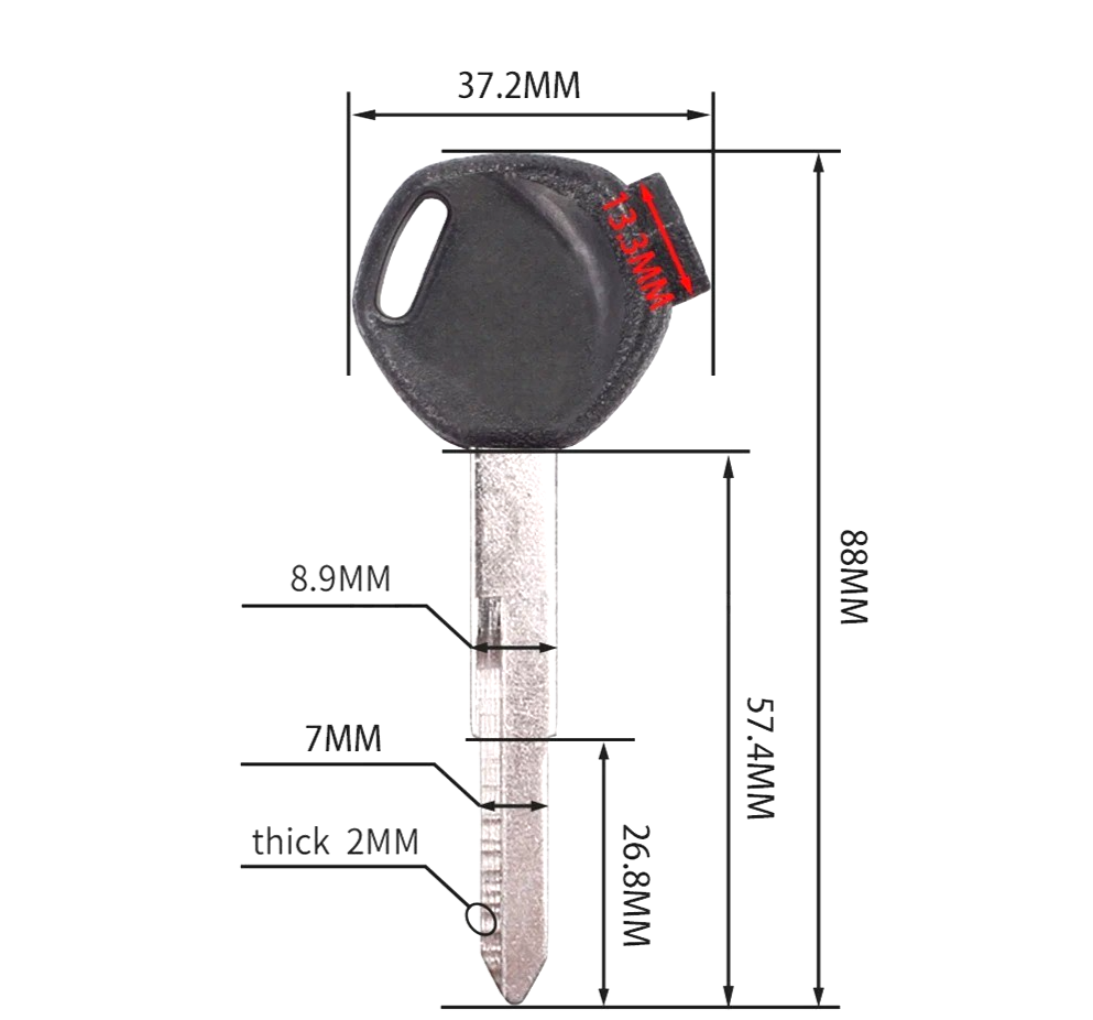 Motorcycle Key fits Honda DIO 56 Z4 Z125 SCR100 WH110 Blank Key Magnet Anti-thef