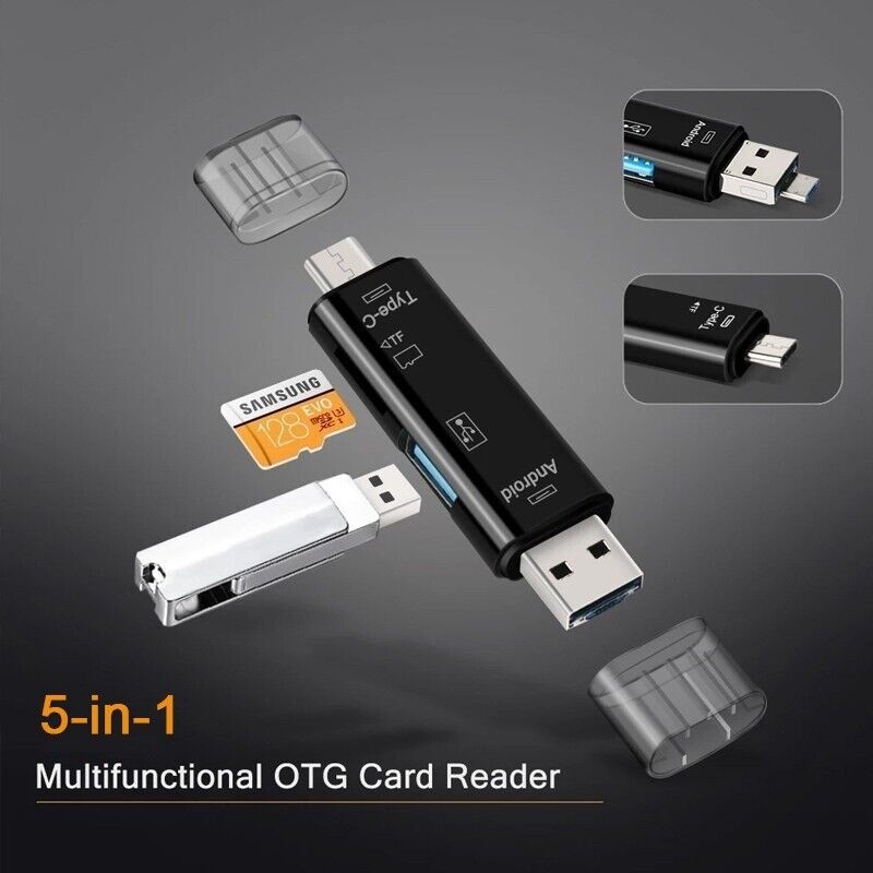 5 in 1 Multifunction Usb 2.0 Type C/Usb /Micro Usb/Tf/SD Memory Card Reader OTG 