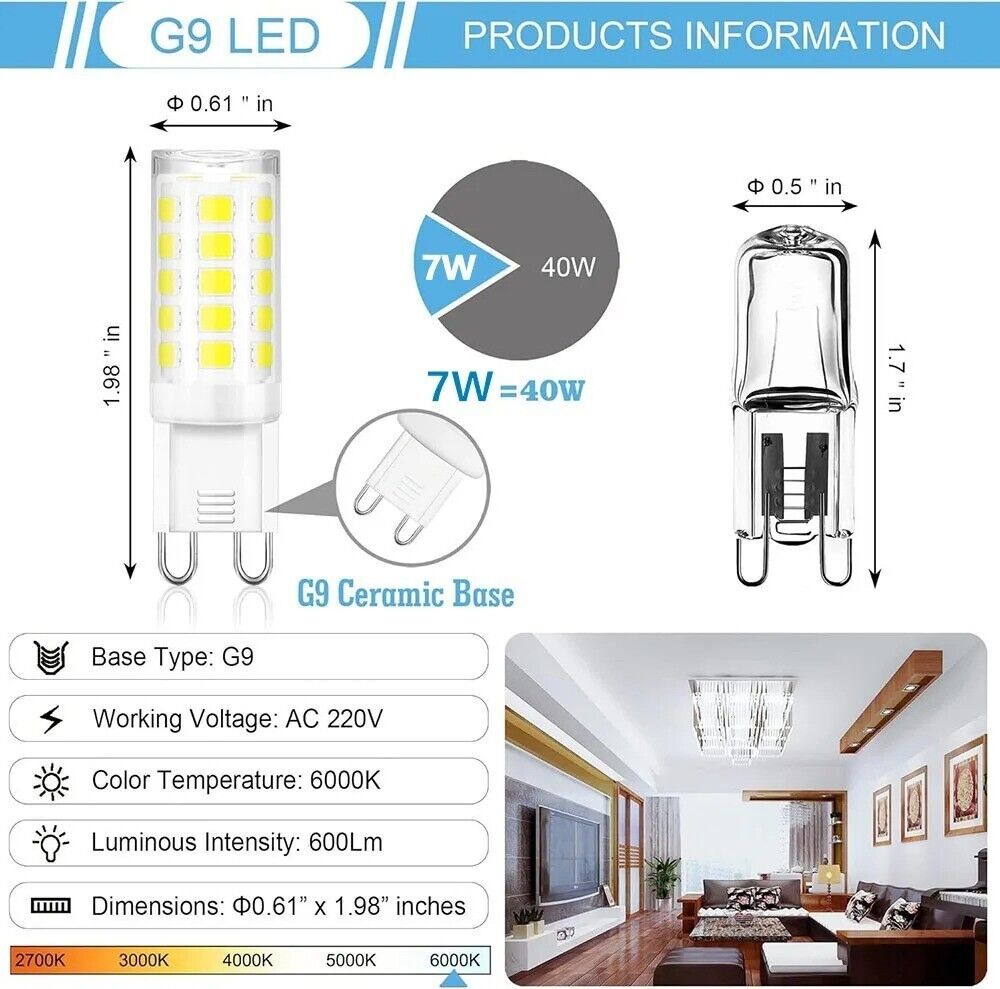 G9 Brightest Lamp AC220V 7W Ceramic SMD2835 LED Bulb Warm/Cool White