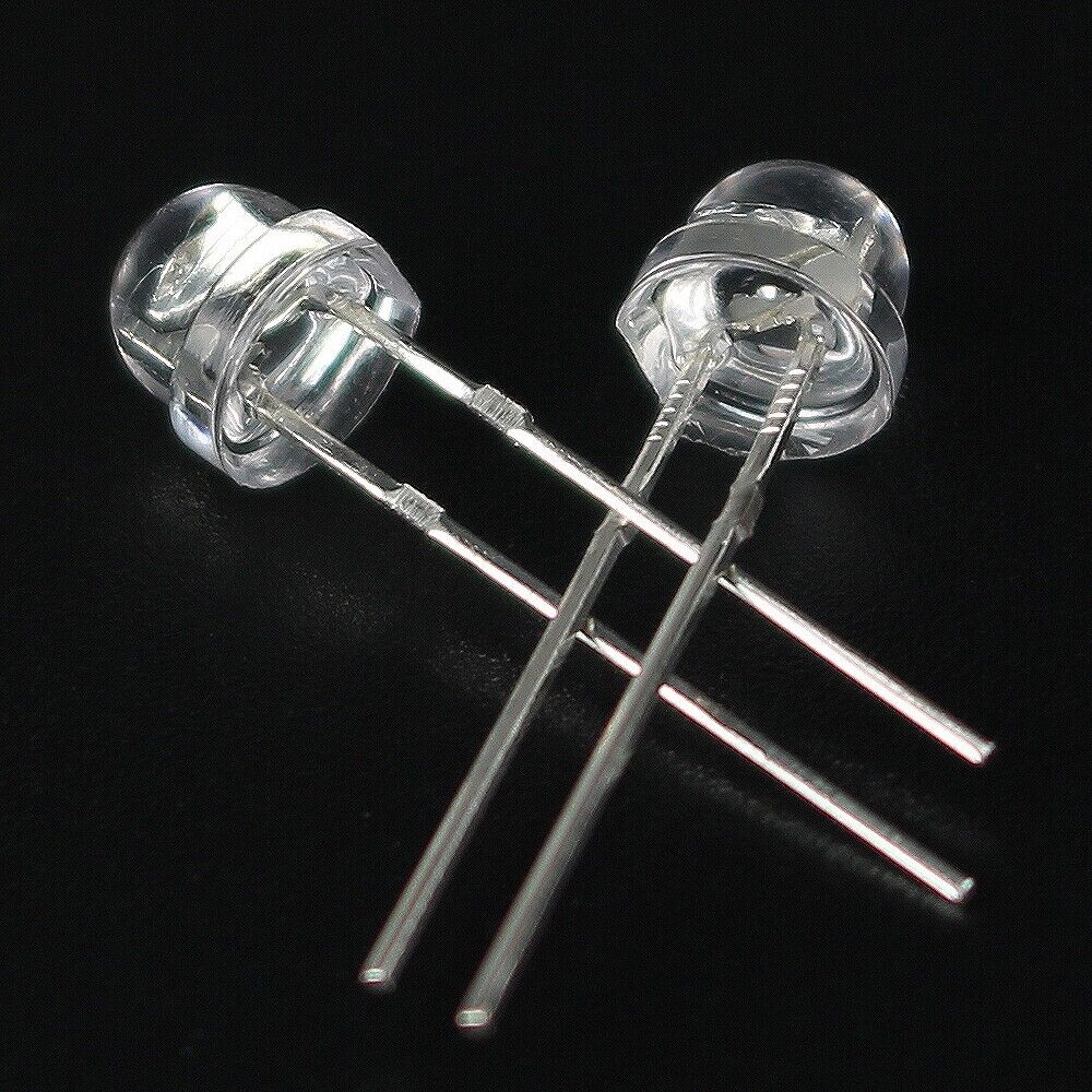 10x 5mm Led Diode Straw Hat Bright White Colour 20000mcd Lamps