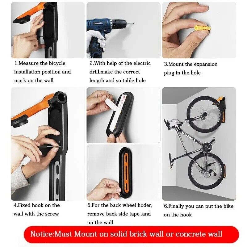 Bicycle Wall Mount Rack Road Bike Wall Hook Holder Stand Vertical MTB Storage