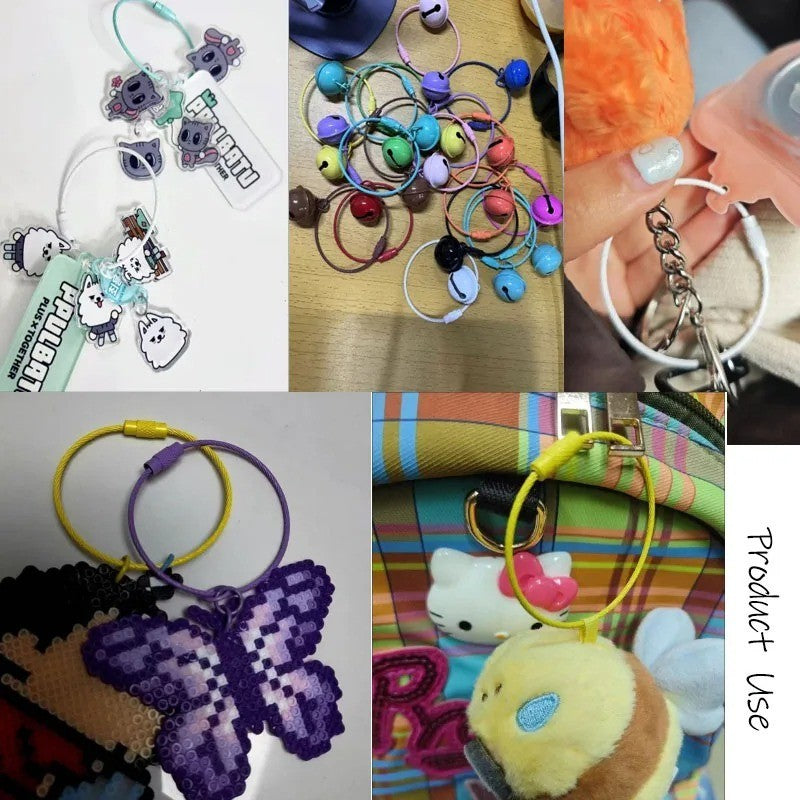 1x Cable Luggage Lock Stainless Steel Wire Keychain Ring Mini Lock Random Colour