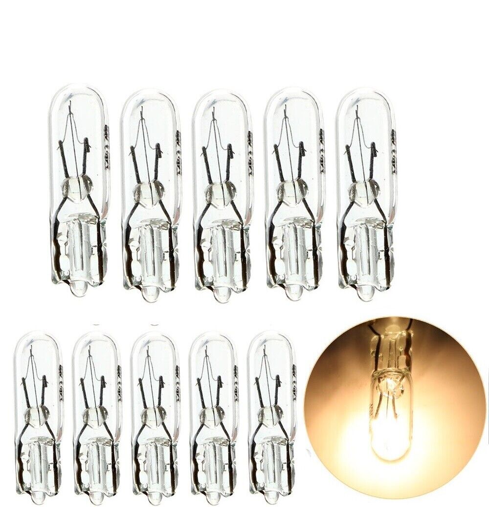 20x T5 Halogen Car Bulbs 12v 1.2W for Instrument Panel Lamp Auto Wedge Dashboard