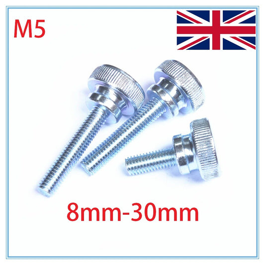 M5 Thumb Screws Carbon Steel with Collar Round Head Knurled Thumb Screws