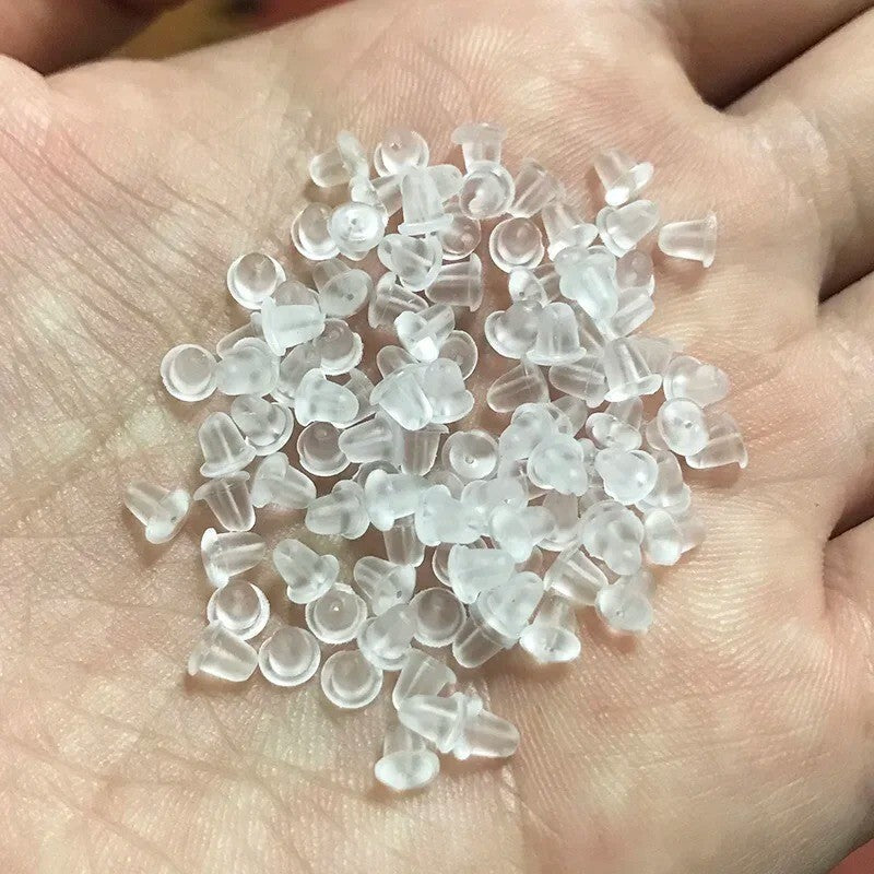 1000pcs Transparent Silicone Rubber Earring Clasp Ear Nut Plugging Earring Back
