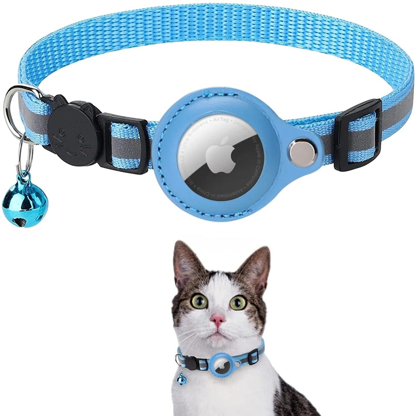 Apple Airtag GPS Case Cat Small Dog Collar with Bell Safety Breakaway Collars