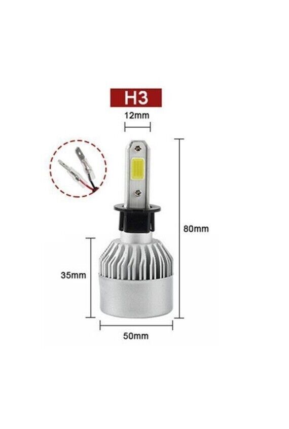 1x H3 LED Headlight Bulb COB Car LED Headlight Bulb 16000LM 6000K 36W