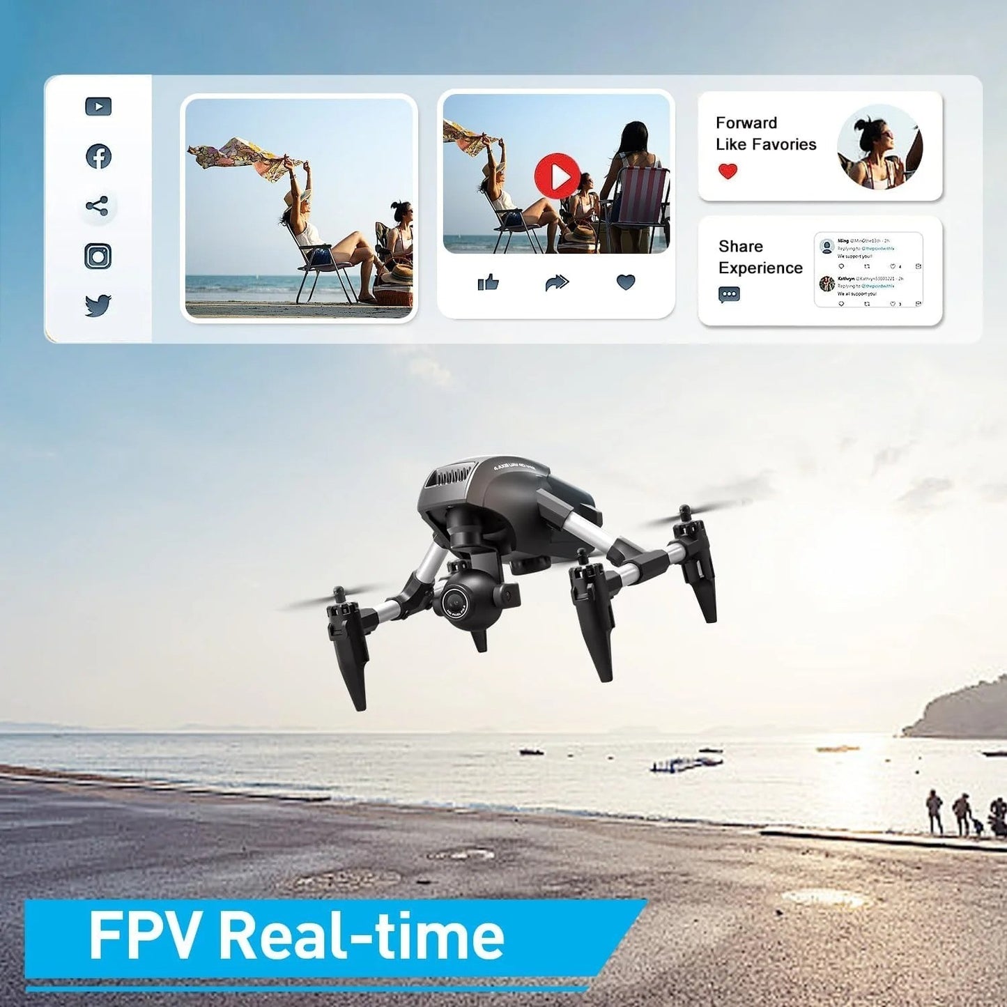 Small Drone Wide Angle HD 4K/1080P Camera Height Hold Quadcopter V42 WIFI FPV