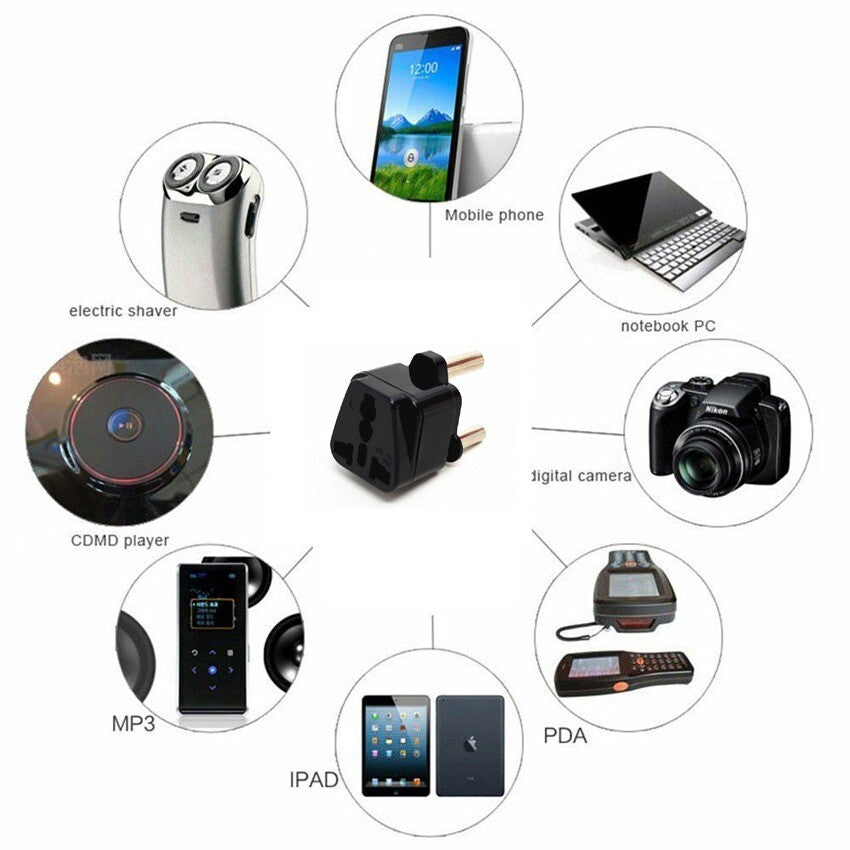 3 Pin Universal Travel Adapter UK EU US AU to South Africa India Nepal