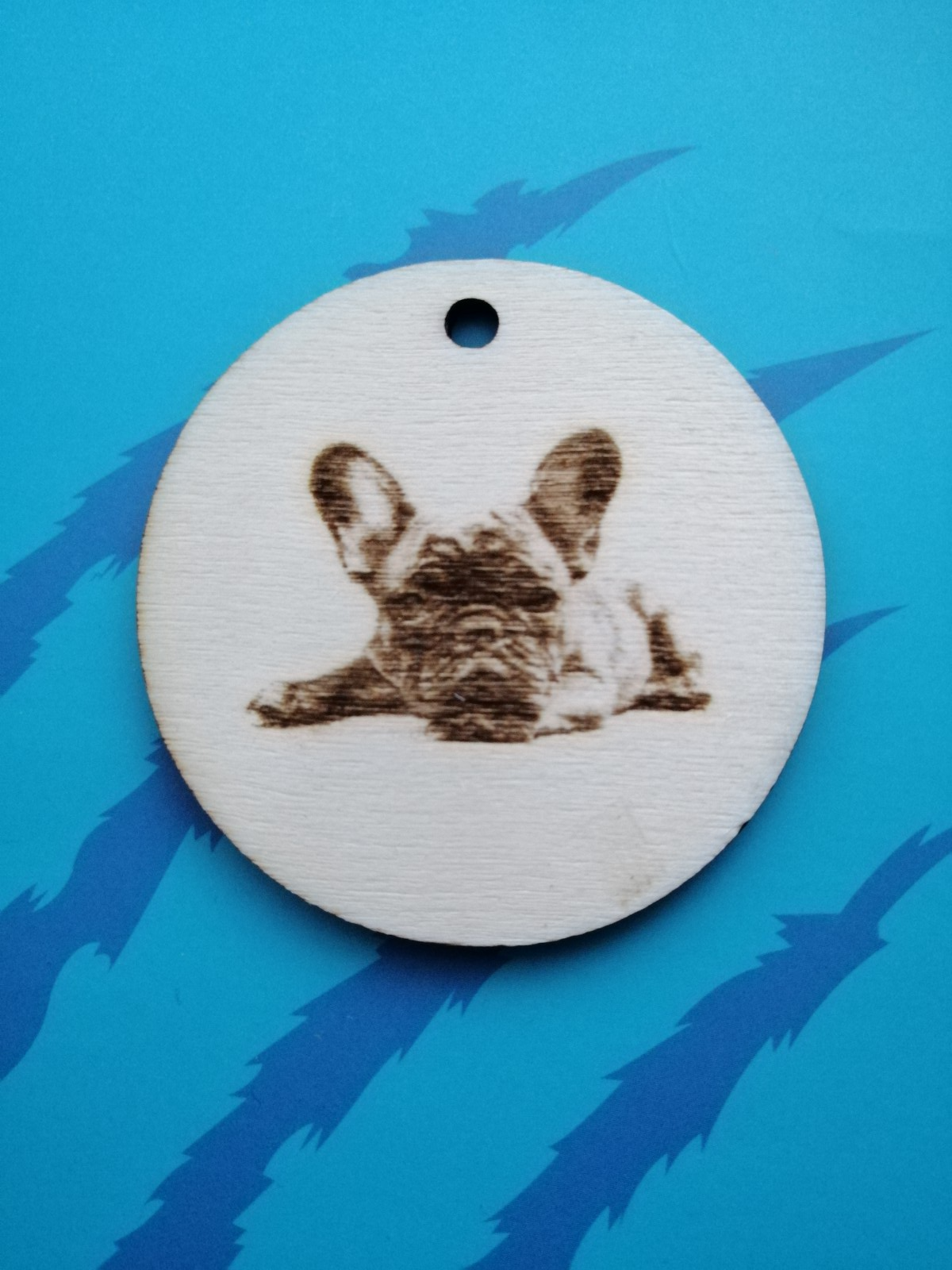 Handmade Personalised Wooden Keyring Keychain Picture or Word Laser Engraved 5cm