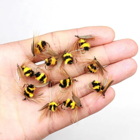 10x Artificial Insect Bait Lure Bee Fly Trout Artificial Fishing Lures 15mm