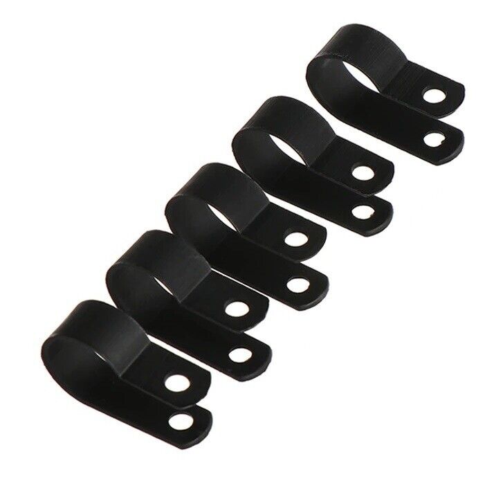 R-Type Nylon Cable Clamps Black Fasteners Cable Clamps (7 Sizes) 