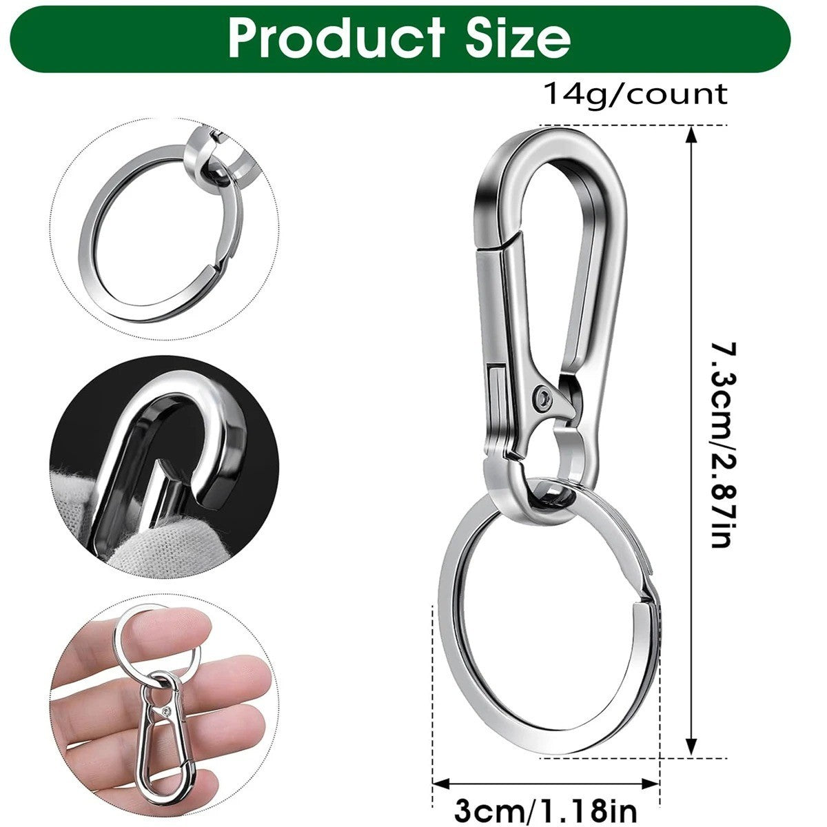 1x Carabiner Clip Keychain Metal Carabiner Shape Key Ring Keyring Key Holder