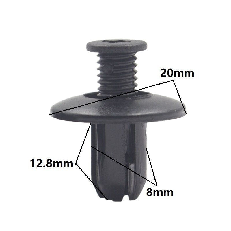 10x 8mm Hole Car Plastic Bumper Door Screw Push In Type Expanding Rivet Clips
