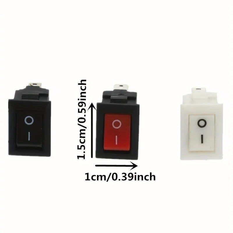 1x Mini Rocker Switch SPST Black and Red Snap in Switch Button AC 250V 3A / 12