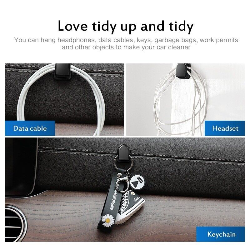 1x Car Hook USB Cable Organizer Headphone Key Storage Self Adhesive Hook Hanger