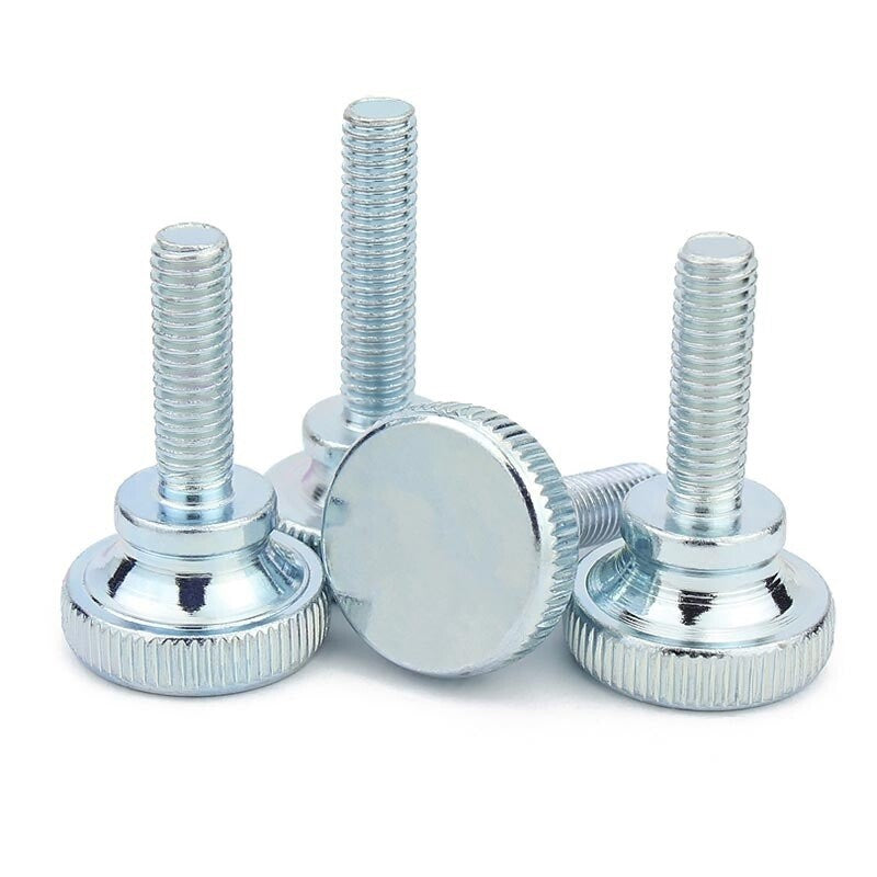M4 Carbon Steel Thumb Screw with Collar Round Head Manual Adjustment 6mm-40mm