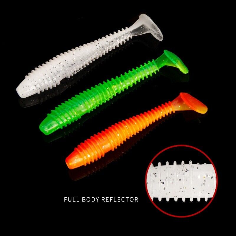 10x Soft Lures Silicone Worms 50mm Baits Jigging Wobblers Fishing Lures