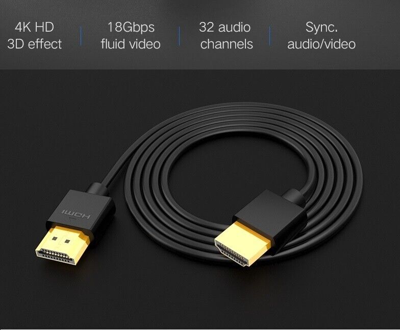 Gold Plated 4K HDMI Cable 3D Audio Return for HDTV Monitor Projector Xbox PC PS 